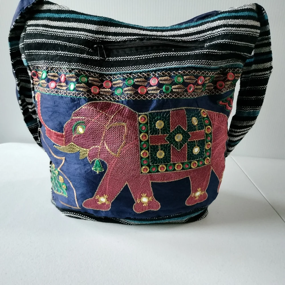 Traditional Indian style embroidered Elephant crossbody Bag artsy boho Colorful
